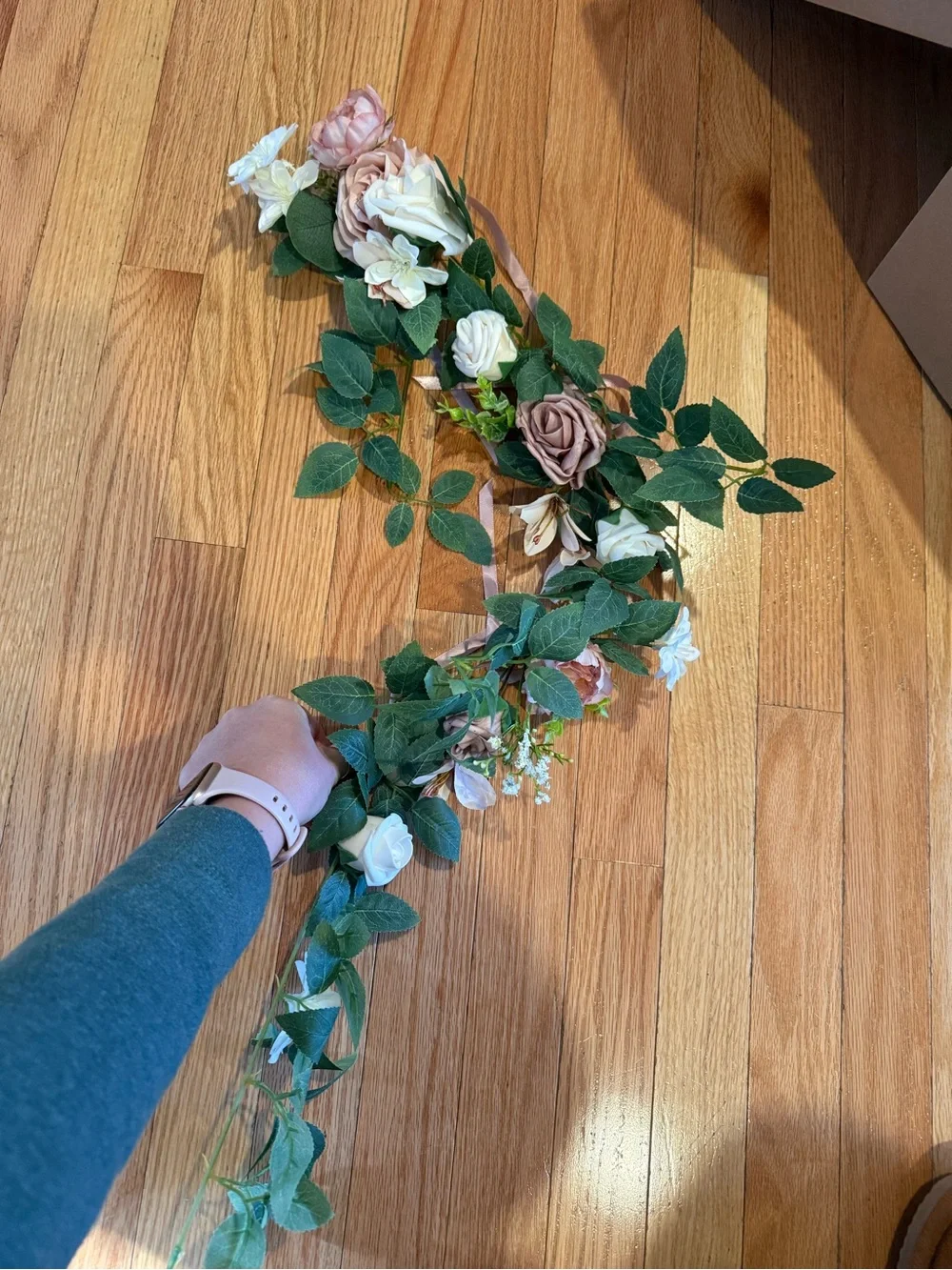 Artificial Rose and Eucalyptus Chair Back Garland - Blush Pink